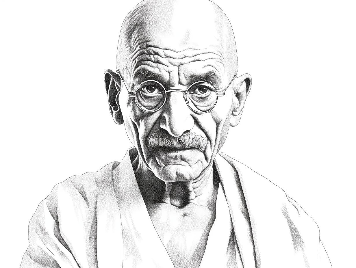 Coloring Page With Gandhi Theme - Coloring Page