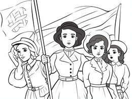Free printable Coloring Suffragette Banners coloring page
