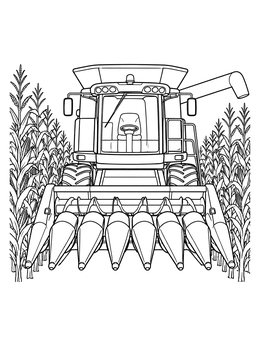 Free printable Combine Harvester With Corn Header coloring page
