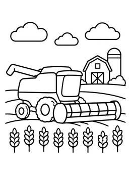 Free printable Combine Harvester On The Farm Field coloring page