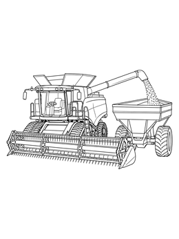 Free printable Combine Harvester Unloading Grain Into Cart coloring page