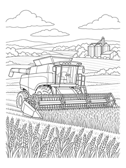 Free printable Combine Harvester In Wheat Field coloring page