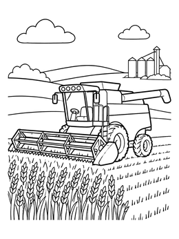 Free printable Combine Harvester In Wheat Field coloring page