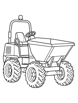 A compact mini dumper vehicle stands ready on this dump truck coloring page.