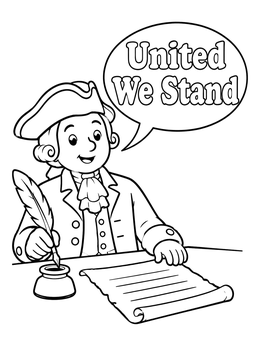Free printable Colonial Delegate Signing The Parchment coloring page