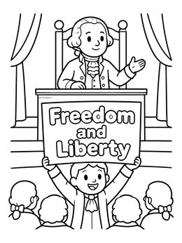Free printable George Washington And Freedom Sign coloring page