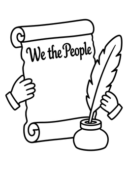 Free printable Constitution Scroll With Feather Quill coloring page