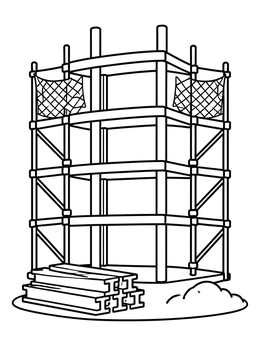 Free printable Building Frame With Scaffolding And Beams coloring page