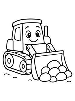 Free printable Happy Bulldozer Pushing Smooth Stones coloring page