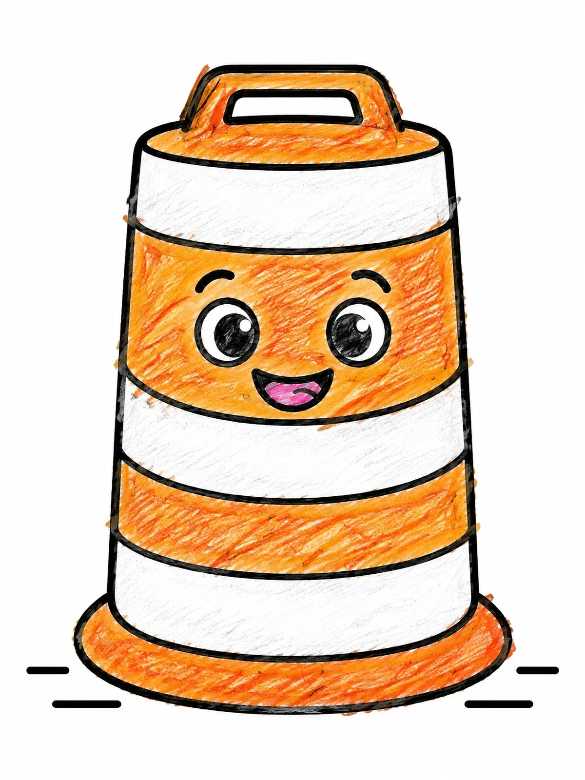 Colored example of the Happy Cartoon Traffic Drum coloring page