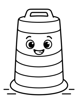 Free printable Happy Cartoon Traffic Drum coloring page
