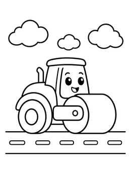 Free printable Happy Road Roller On The Street coloring page