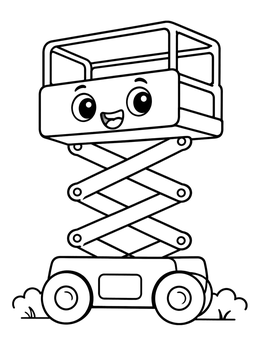 Free printable Happy Scissor Lift Truck coloring page