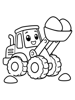 Free printable Happy Toy Front Loader With Pebbles coloring page
