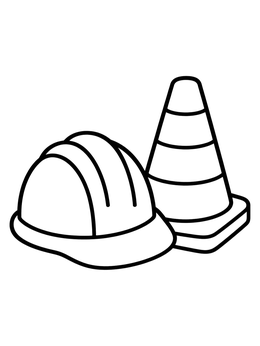 Free printable Hard Hat And Traffic Cone coloring page