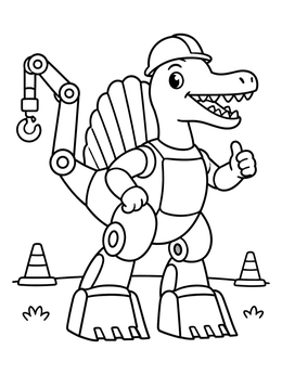 Free printable Construction Robot Spinosaurus At Work coloring page