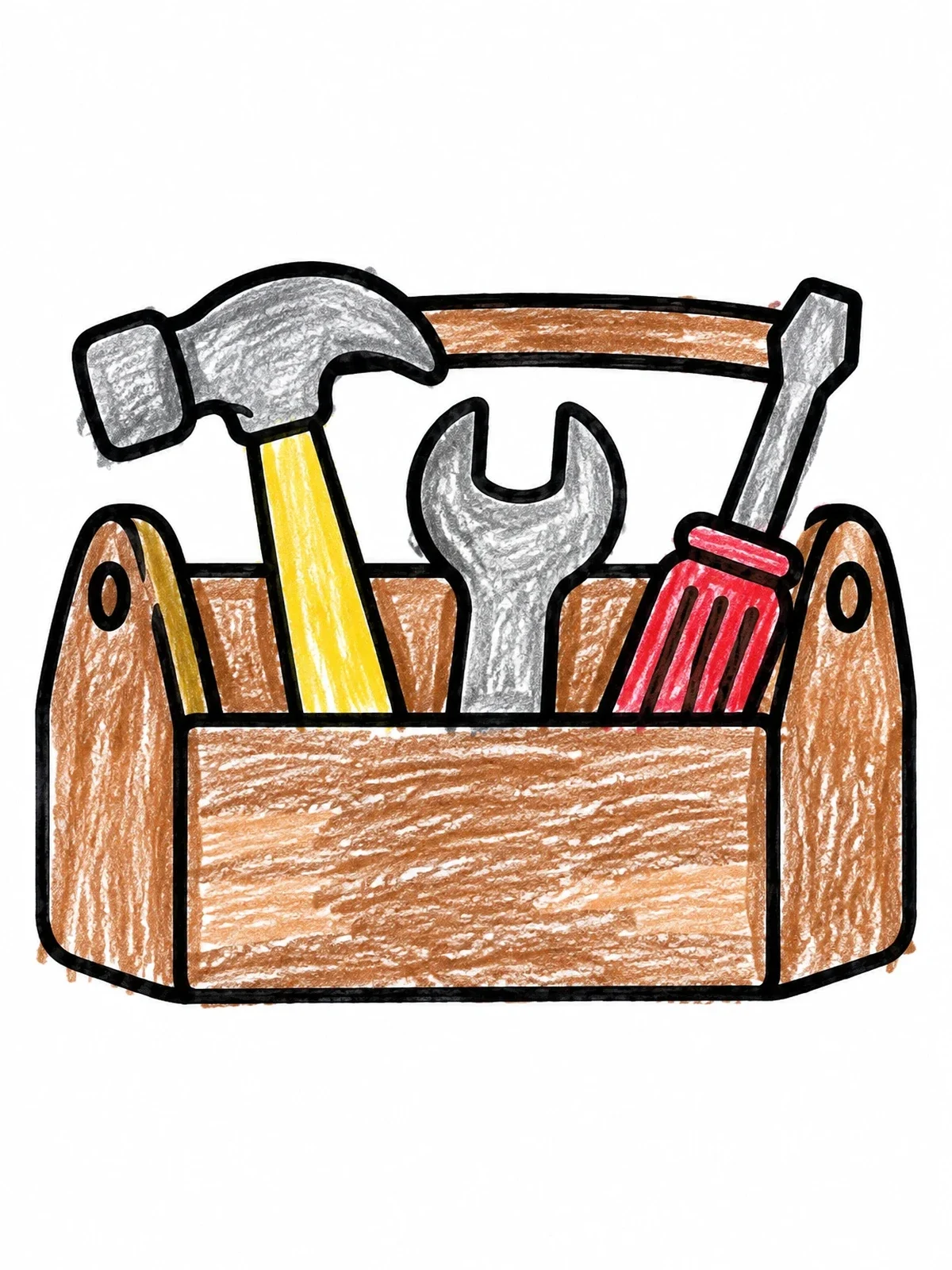 Colored example of the Toolbox With Hammer And Wrench coloring page