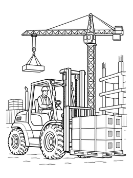 Free printable Forklift On Busy Construction Site coloring page