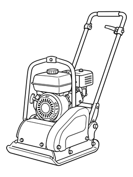 Detailed plate compactor machine in this construction coloring page.