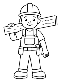Free printable Builder Carrying A Wooden Plank coloring page
