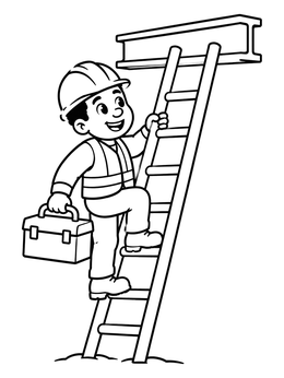 Free printable Builder Climbing Ladder With Toolbox coloring page