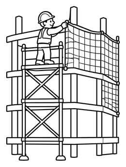 Free printable Builder On Scaffolding With Safety Net coloring page