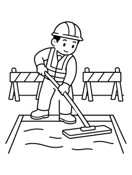 Free printable Worker Smoothing Fresh Concrete coloring page