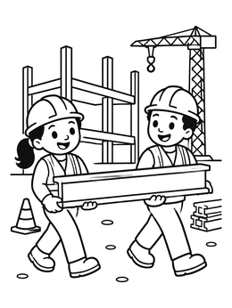 Free printable Two Builders Carrying A Beam coloring page