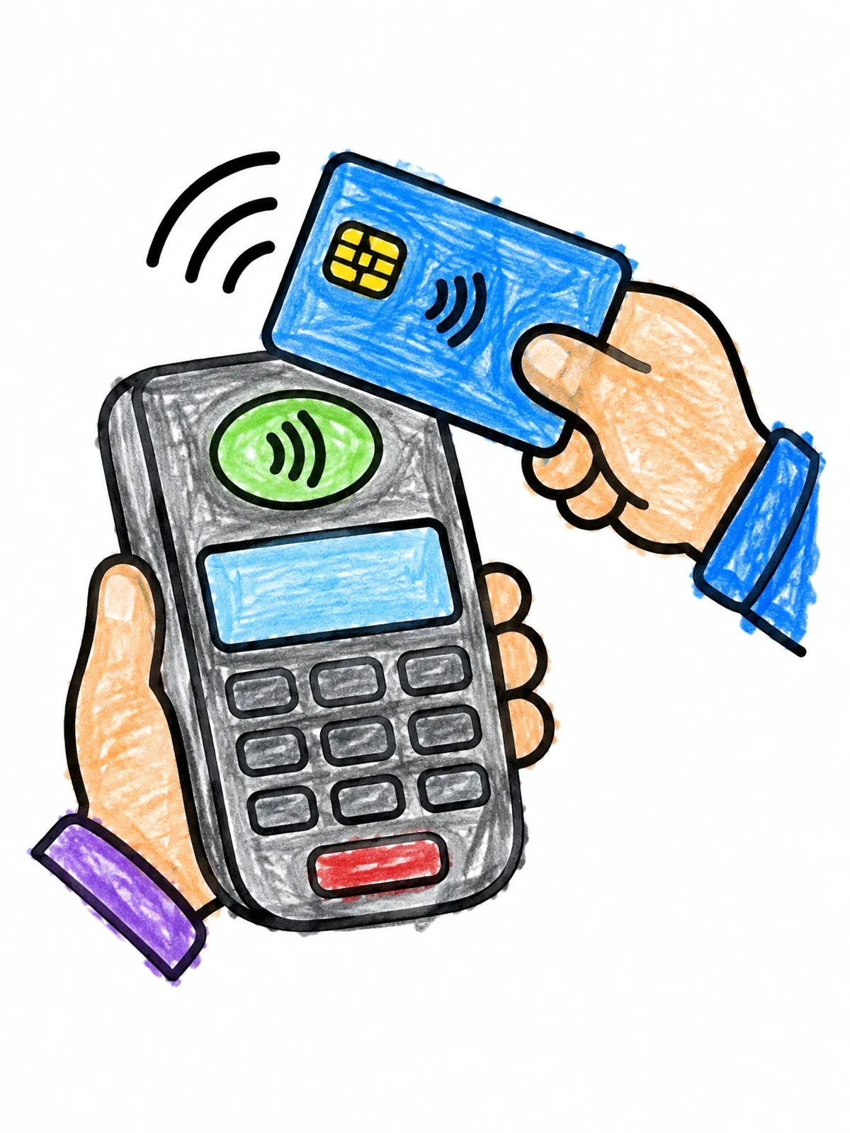 Colored example of the Contactless Credit Card Payment coloring page