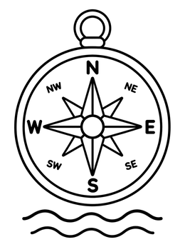 Free printable Nautical Compass Rose With Cardinal Directions coloring page