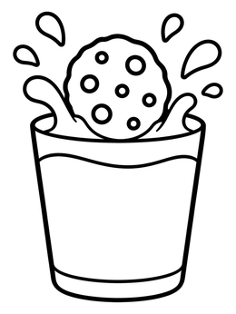 Free printable Cookie Splashing Into Milk Glass coloring page