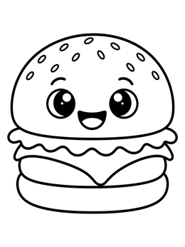 Free printable Cute Cartoon Cheeseburger coloring page