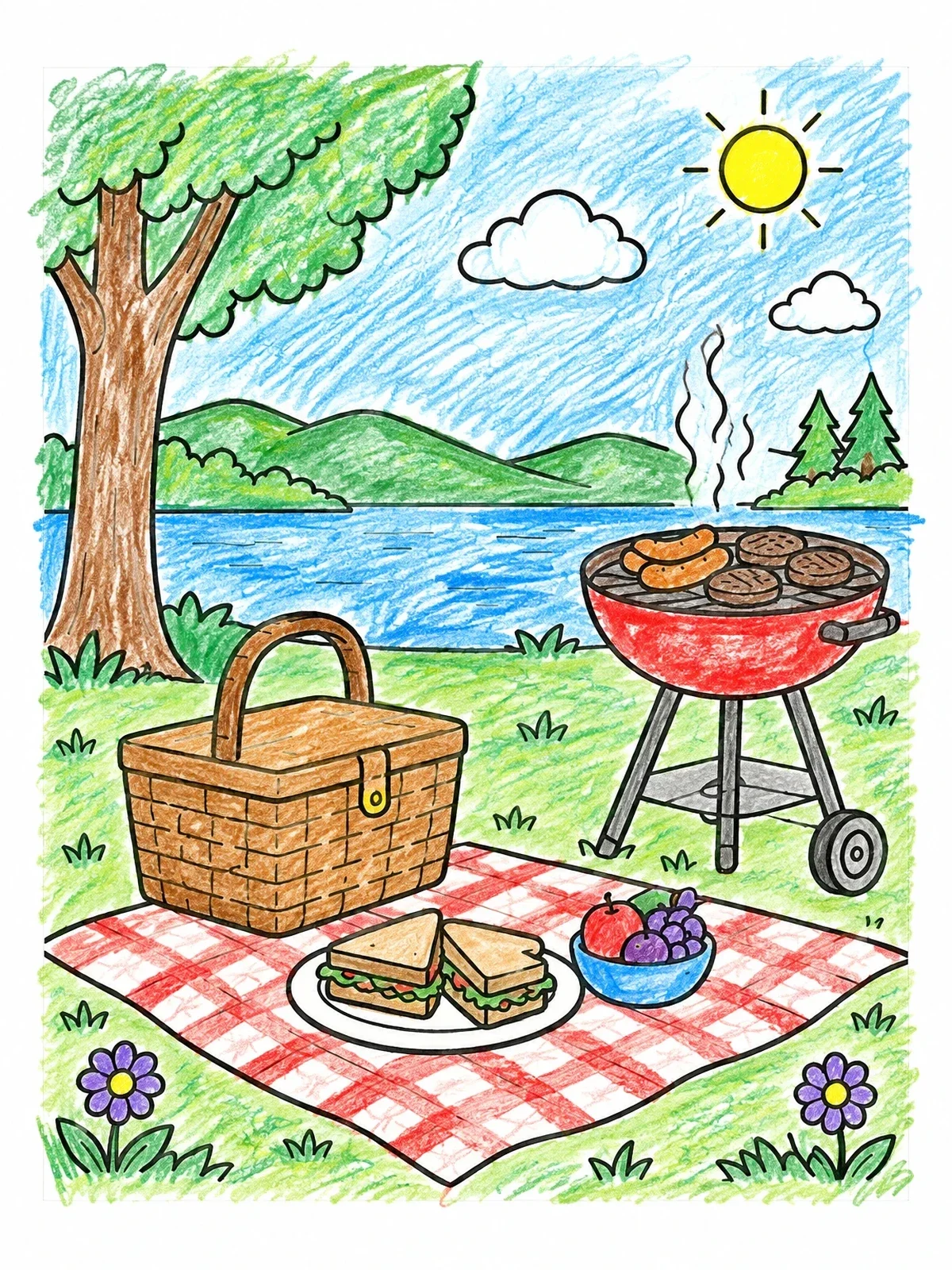 Colored example of the Lakeside Picnic And Backyard Grill coloring page
