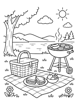 Free printable Lakeside Picnic And Backyard Grill coloring page