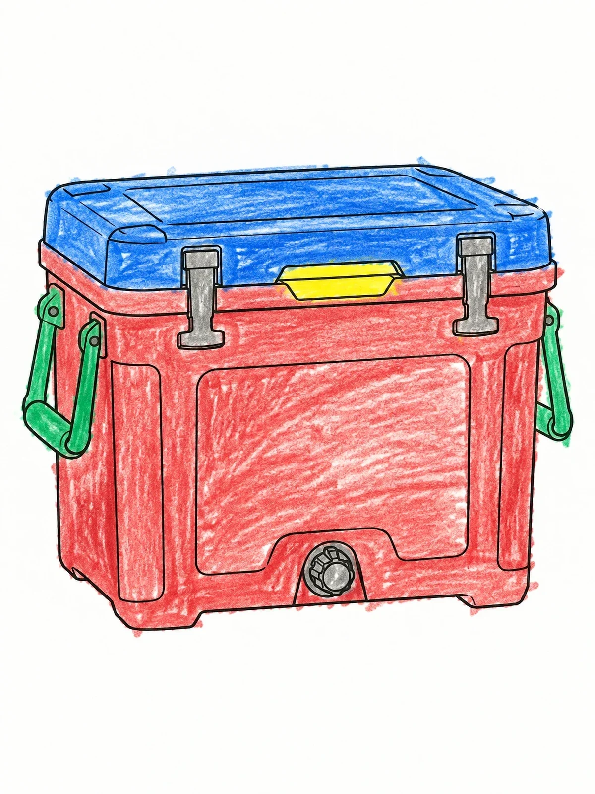Colored example of the Portable Ice Chest Cooler coloring page