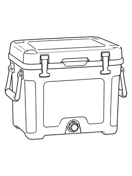 A sturdy outdoor ice chest cooler ready to customize on this cookout coloring page.