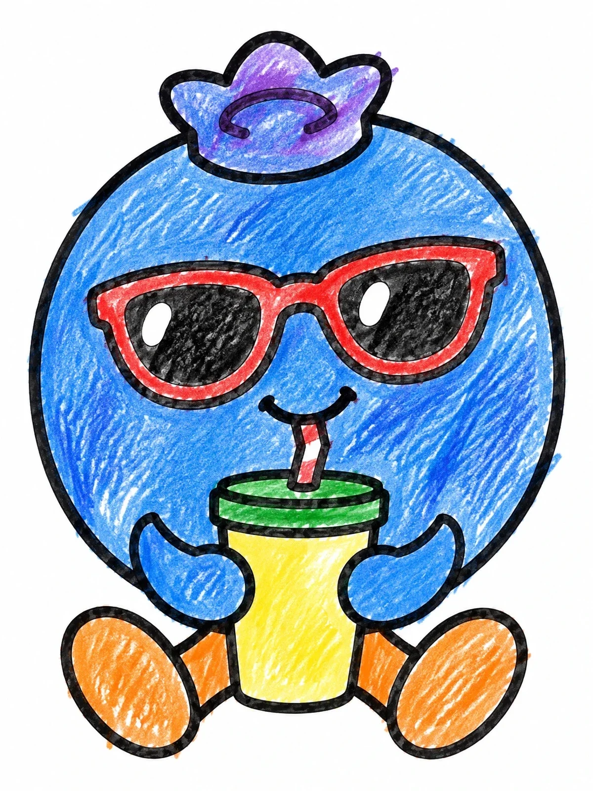 Colored example of the Cool Blueberry With Drink coloring page