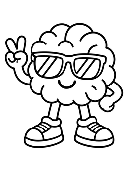 Free printable Cool Brain With Sunglasses coloring page