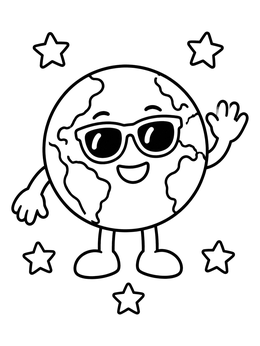 Free printable Cool Cartoon Earth With Sunglasses coloring page