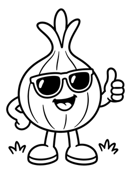 Free printable Cool Cartoon Onion With Sunglasses coloring page