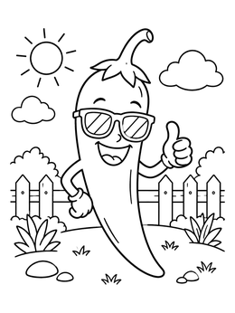 Free printable Cool Chili Pepper Giving Thumbs Up coloring page