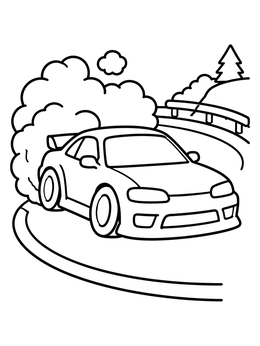 Free printable Cool Drift Car On Mountain Road coloring page