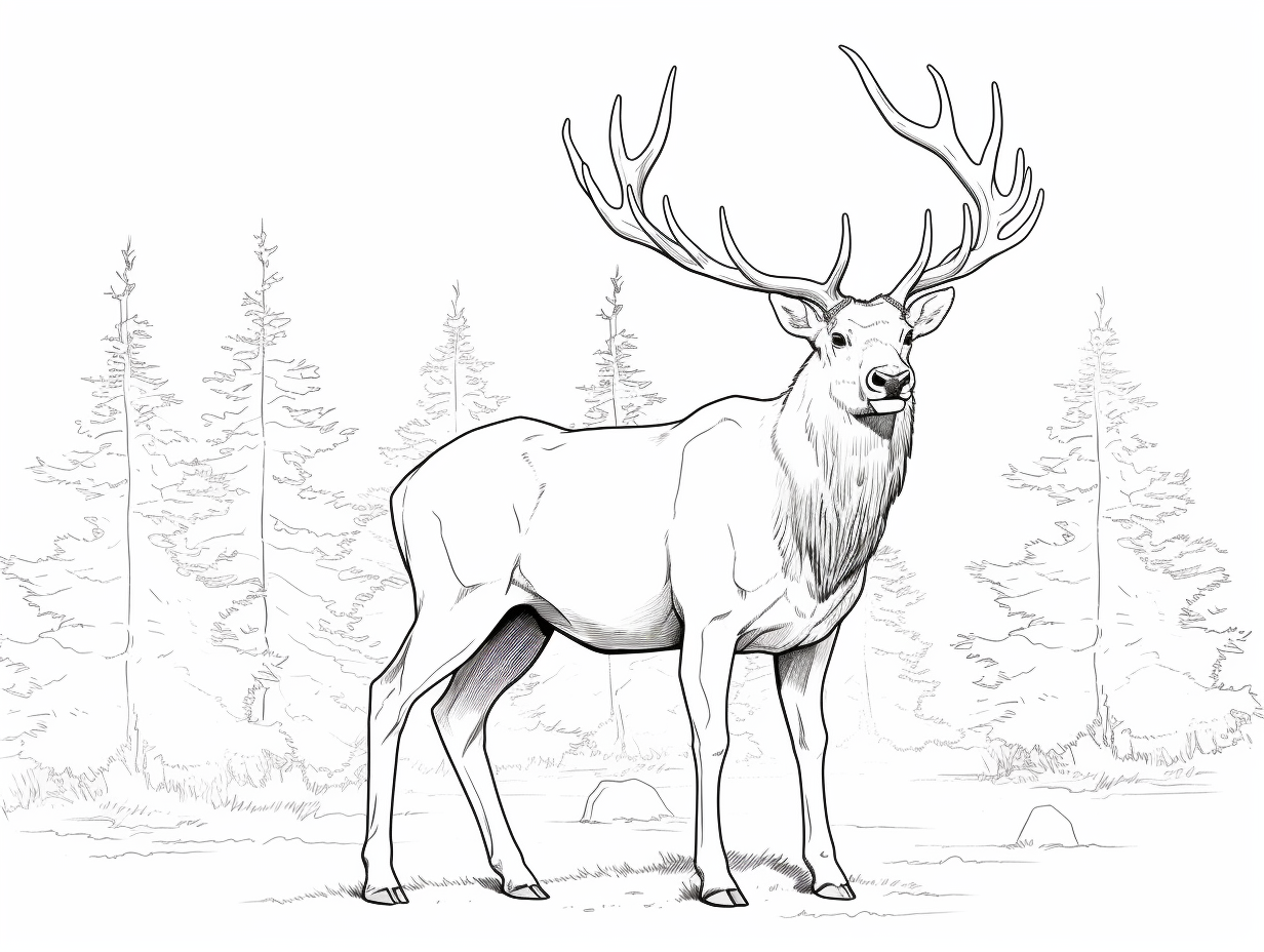 Cool Elk Coloring Page - Coloring Page