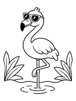 Free printable Cool Flamingo Wearing Sunglasses coloring page