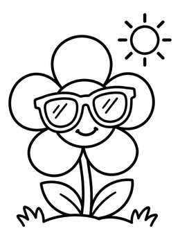 Free printable Cool Flower Wearing Sunglasses coloring page