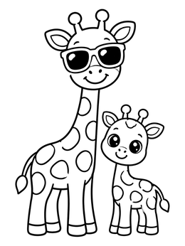 Free printable Cool Giraffe Parent And Baby coloring page