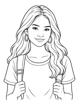 Free printable Confident Girl With Backpack coloring page