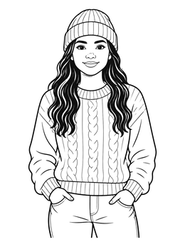 Free printable Cozy Beanie And Knitted Sweater coloring page
