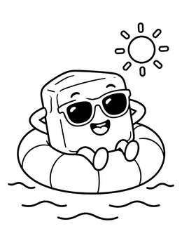 Free printable Cool Ice Cube On Swim Ring coloring page