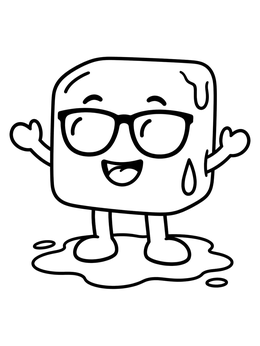 Free printable Cool Ice Cube With Glasses coloring page
